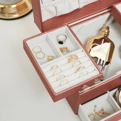 Boîte À Bijoux Avec Multi-Compartiments En Cuir