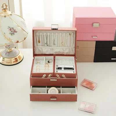 Boîte À Bijoux Avec Multi-Compartiments En Cuir