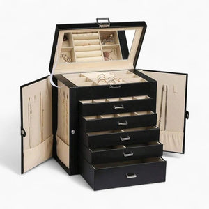 Boîte À Bijoux 5 Tiroirs Avec Miroir
