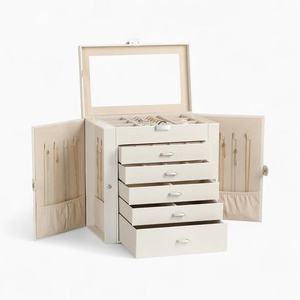 Boîte À Bijoux 5 Tiroirs Avec Miroir