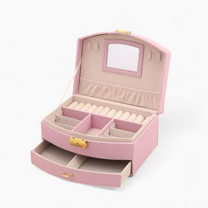 Boîte À Bijoux De Voyage En Cuir Avec Miroir