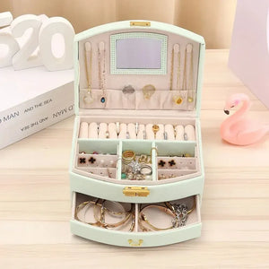 Boîte À Bijoux De Voyage En Cuir Avec Miroir