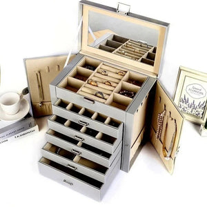 Boîte À Bijoux 5 Tiroirs Avec Miroir