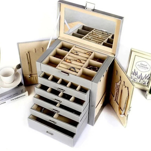 Boîte À Bijoux 5 Tiroirs Avec Miroir