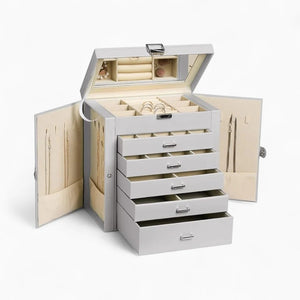 Boîte À Bijoux 5 Tiroirs Avec Miroir