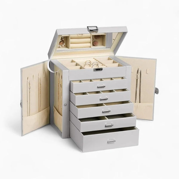 Boîte À Bijoux 5 Tiroirs Avec Miroir