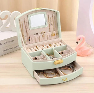 Boîte À Bijoux De Voyage En Cuir Avec Miroir