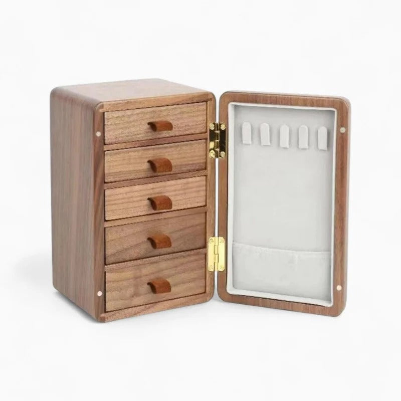 Boîte À Bijoux Bois Massif 5 Tiroirs