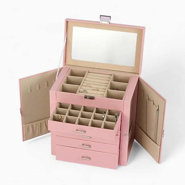 Boîte À Bijoux 5 Tiroirs Avec Miroir
