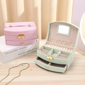 Boîte À Bijoux De Voyage En Cuir Avec Miroir