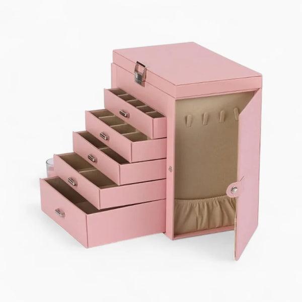 Boîte À Bijoux 5 Tiroirs Avec Miroir