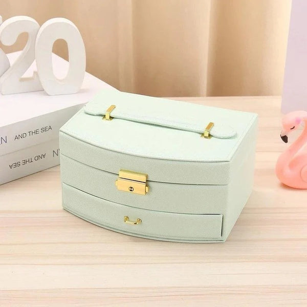 Boîte À Bijoux De Voyage En Cuir Avec Miroir