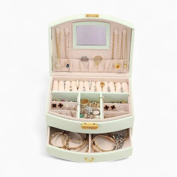 Boîte À Bijoux De Voyage En Cuir Avec Miroir