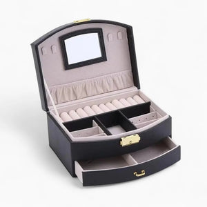 Boîte À Bijoux De Voyage En Cuir Avec Miroir