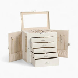 Boîte À Bijoux 5 Tiroirs Avec Miroir