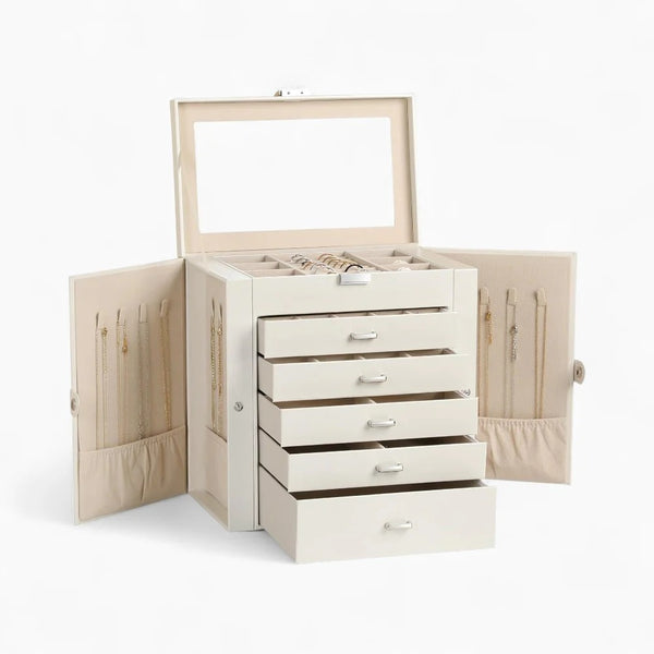 Boîte À Bijoux 5 Tiroirs Avec Miroir