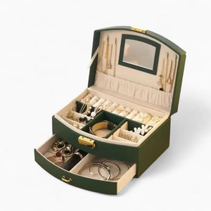 Boîte À Bijoux De Voyage En Cuir Avec Miroir