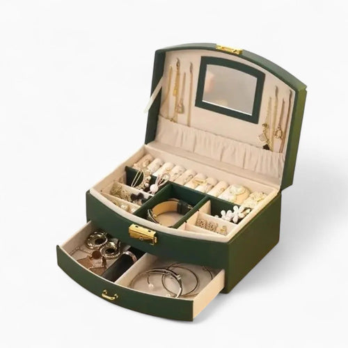 Boîte À Bijoux De Voyage En Cuir Avec Miroir