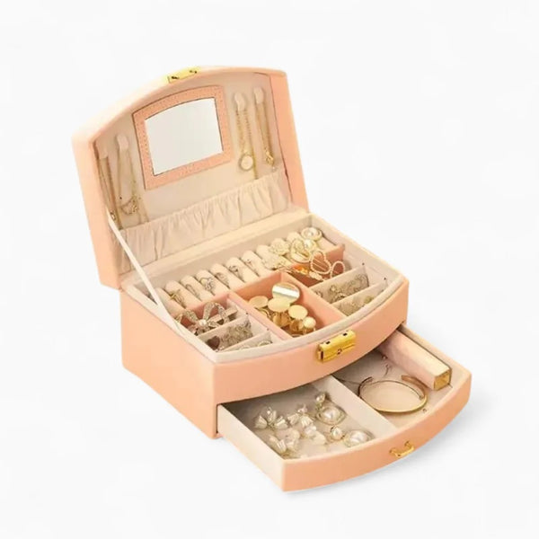 Boîte À Bijoux De Voyage En Cuir Avec Miroir