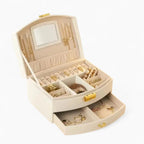 Boîte À Bijoux De Voyage En Cuir Avec Miroir
