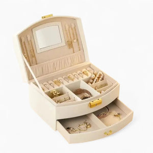 Boîte À Bijoux De Voyage En Cuir Avec Miroir