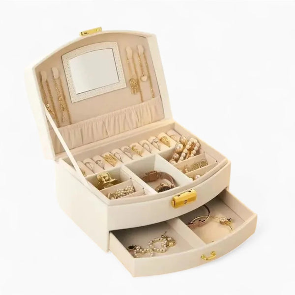 Boîte À Bijoux De Voyage En Cuir Avec Miroir