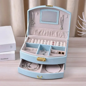 Boîte À Bijoux De Voyage En Cuir Avec Miroir