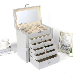 Boîte À Bijoux 5 Tiroirs Avec Miroir