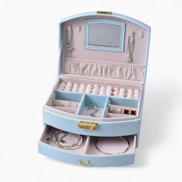 Boîte À Bijoux De Voyage En Cuir Avec Miroir